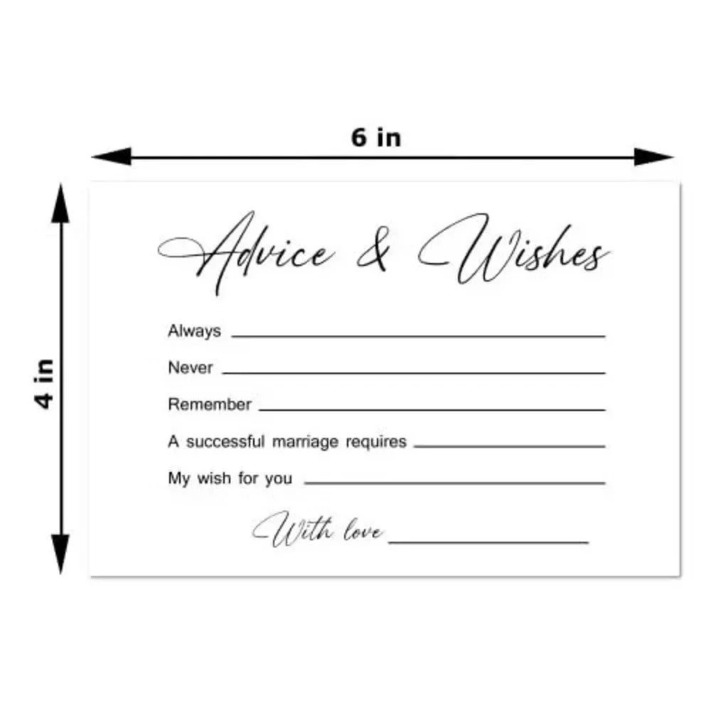 Modern Minimalist Wedding 50 Advice Cards White Bridal Shower Newlywed New